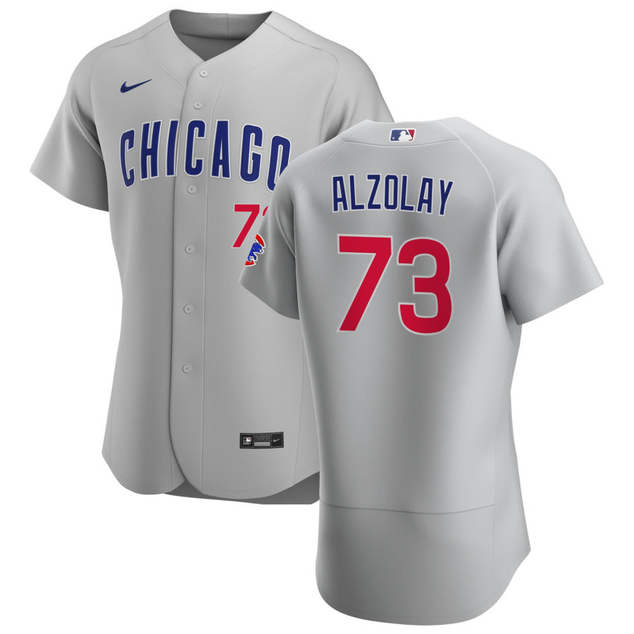 Chicago Cubs #73 Adbert Alzolay Men Nike Gray Road 2020 Authentic Team Jersey